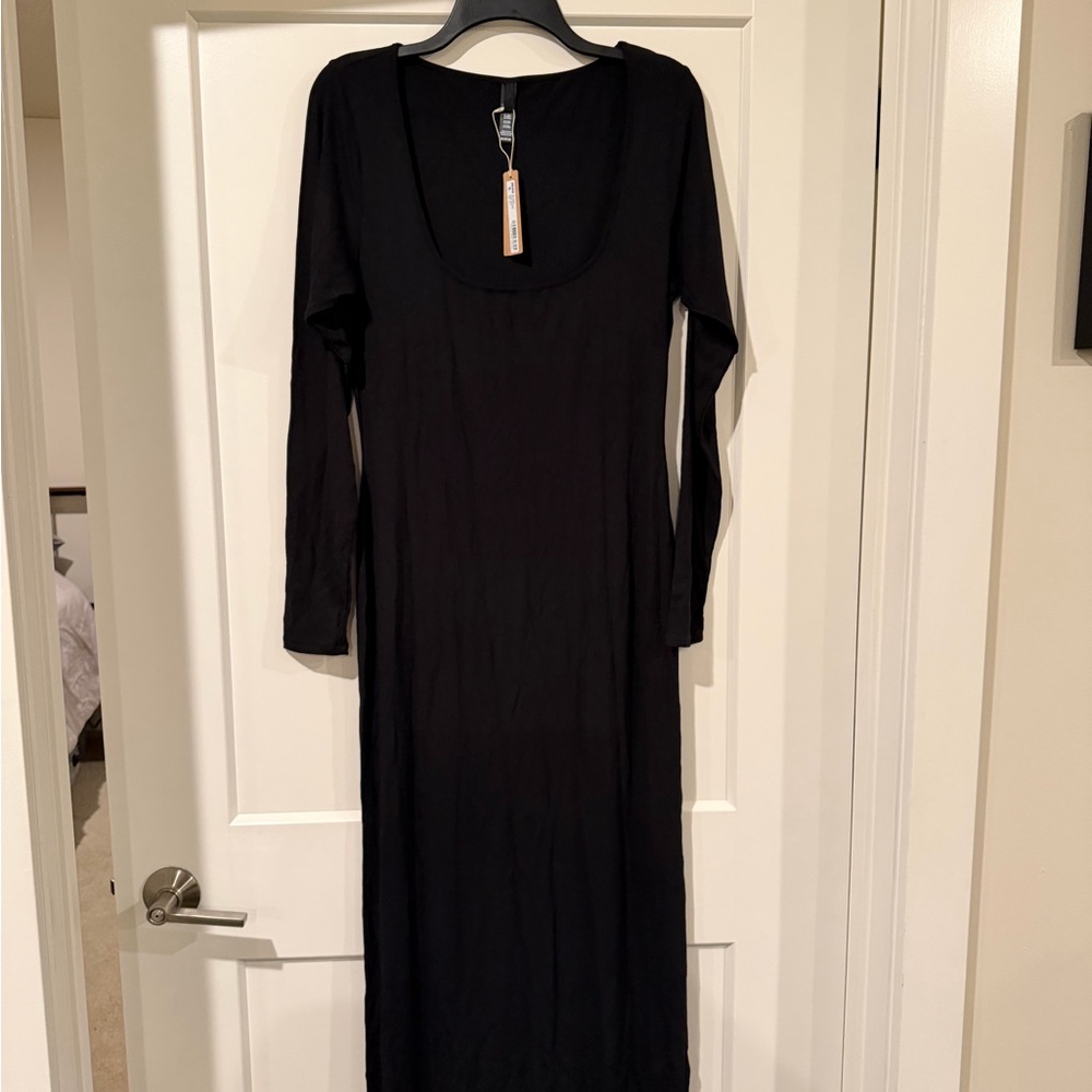 SKIMS Soft Lounge Black Long Sleeve Dress
